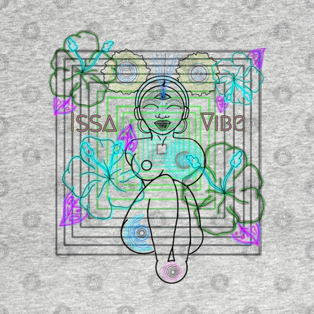 Psychedelic Issa Vibe Spacey Earth Girl (sea foam green bg, green and pink variation) by VantaTheArtist